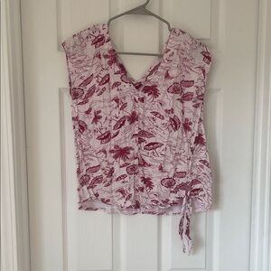 Elegant V-Neck Floral Blouse - Pink